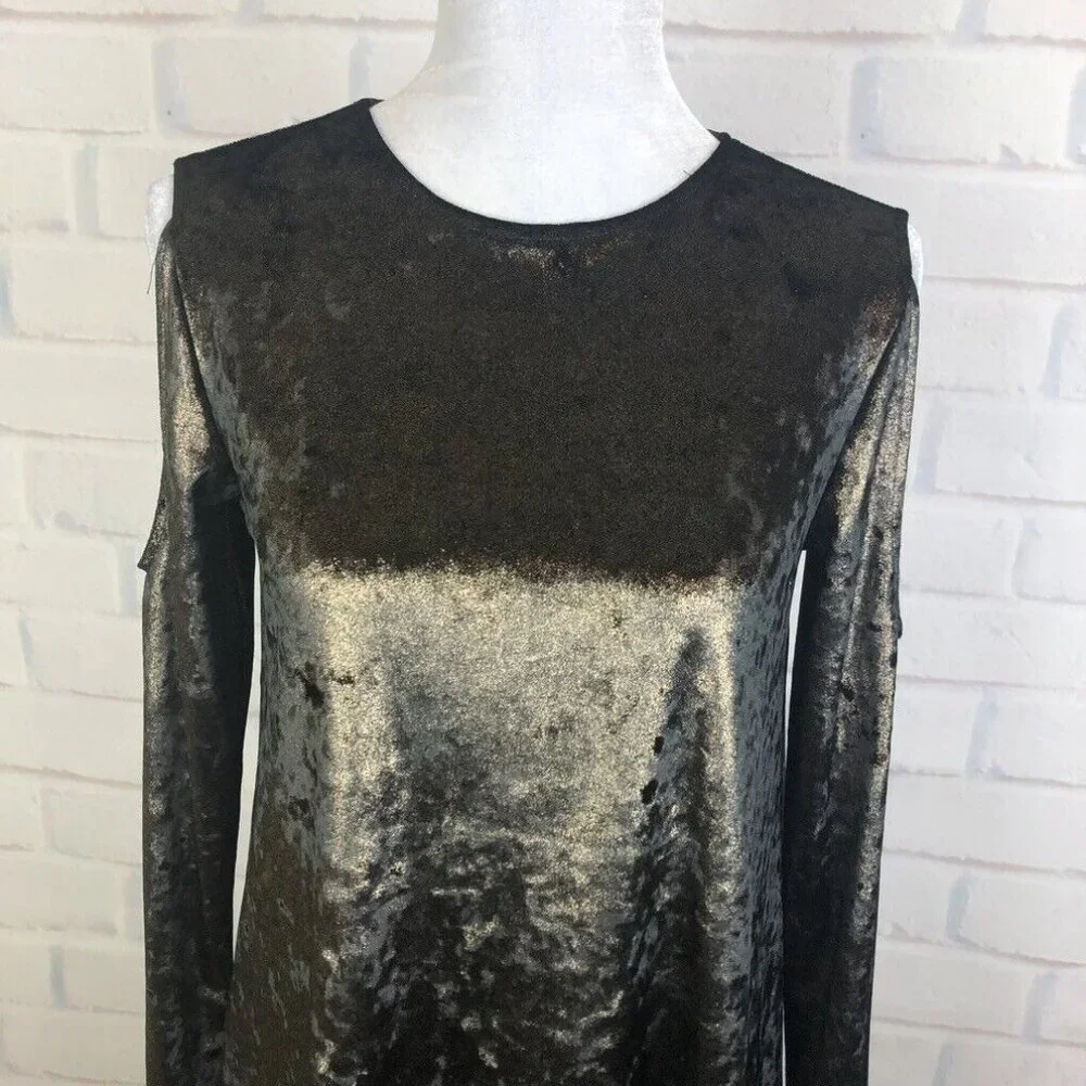 Show Me Your Mumu Stretch Crushed Velvet Teddy Tunic Size S Gold - Picture 4 of 8